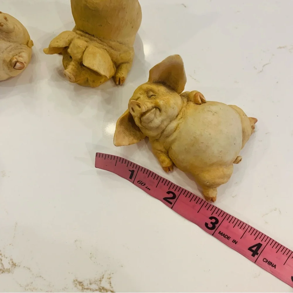 Vintage Set Of Three Little Pigs Ceramic 2001 By Home Interiors No Flaws 3x2 in - Picture 5 of 12
